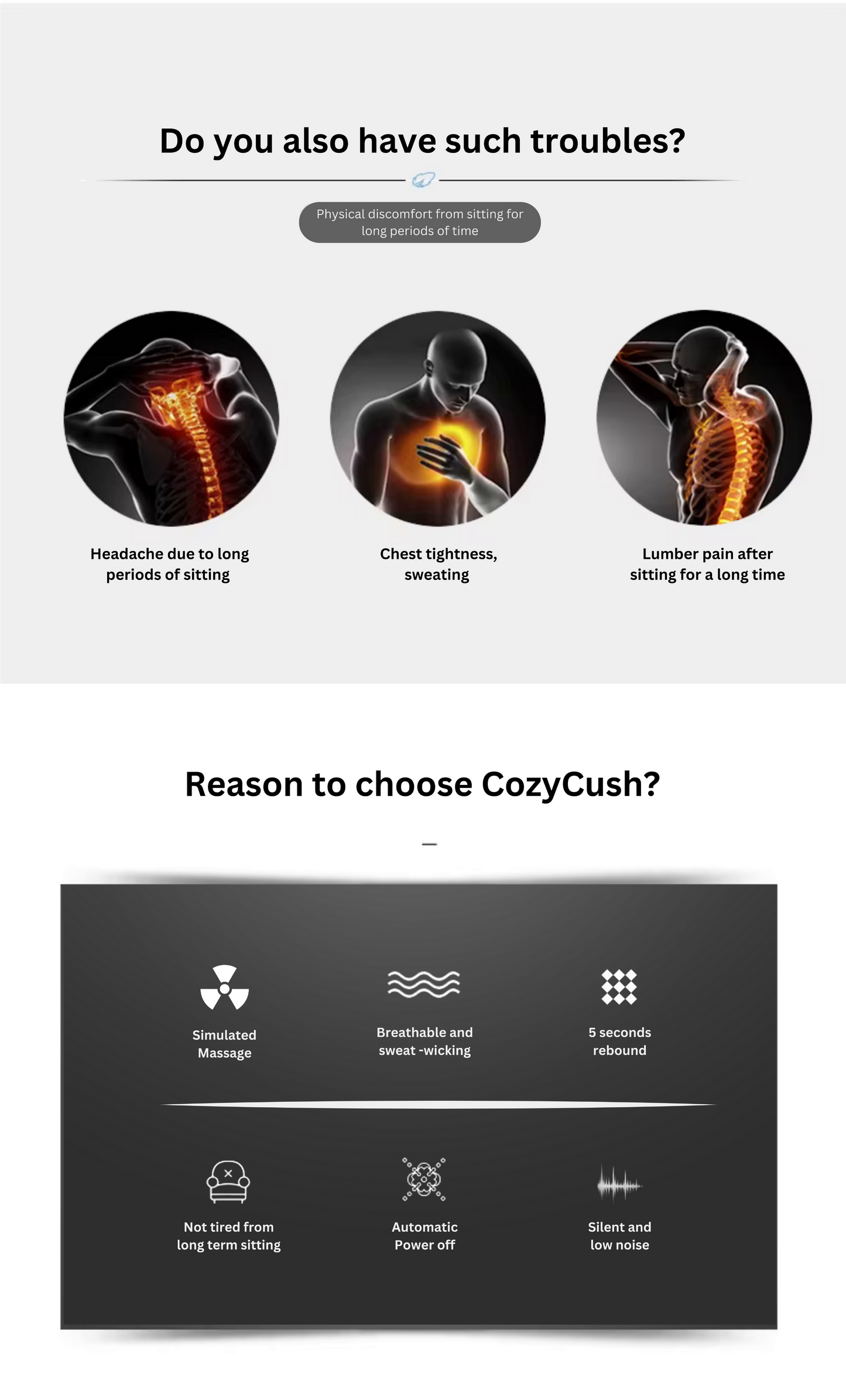 CozyCush - Heat Massage Support Seat